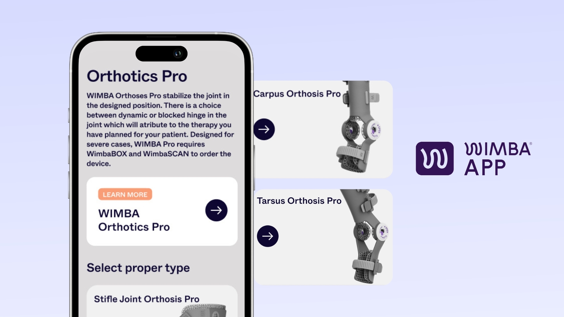 ordering wimba orthotics pro from wimba app